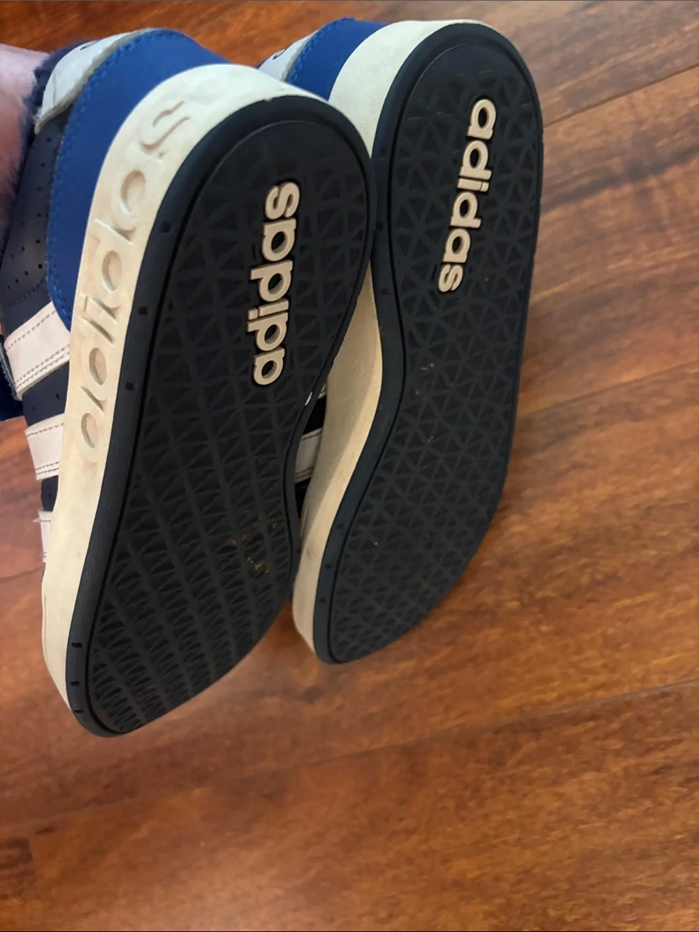 adidas Kids Navy Blue & White Velcro Strap Sneakers
